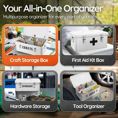 Versatile Green Metal Storage Box with Lid, Handles, and Safety Lock
