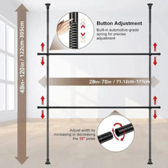 Garment Clothing Rack Freestanding Hanger rod 70″ for Hanging Clothes Heavy Duty