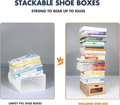 Shoe Box 12 Pack,13.8 x 9.3 x 5.3in Waterproof Storage Boxes, Socks,