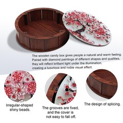 5D Diamond Painting Snack Storage Box – Cherry Blossom Tree Design Round Wood…