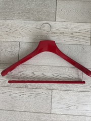 Red Wooden Men’s Suit Hanger With Velvet Trouser Bar