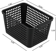 6 Pack Black Plastic Baskets for Desktop Organization and Storage Solutions