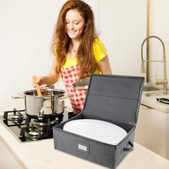 Platter Storage Case China Containers Hard Shell Stackable 17x13x6 Grey