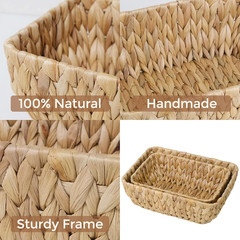 Set of 2 Natural Wicker Storage Baskets for Organizing and Gifts
