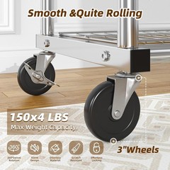 Heavy Duty Clothing Clothes Rack for Hanging, Rolling Double Rod Garment Rack