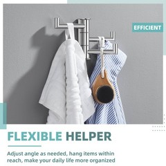 Polished Chrome Swivel Towel Hook for Bathroom, Heavy Duty 304 Stainless Stee…