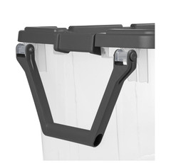 Extra Large 160 Quart Wheeled Bin 2 Pack Clear Latch Lid Pull Handle Gray