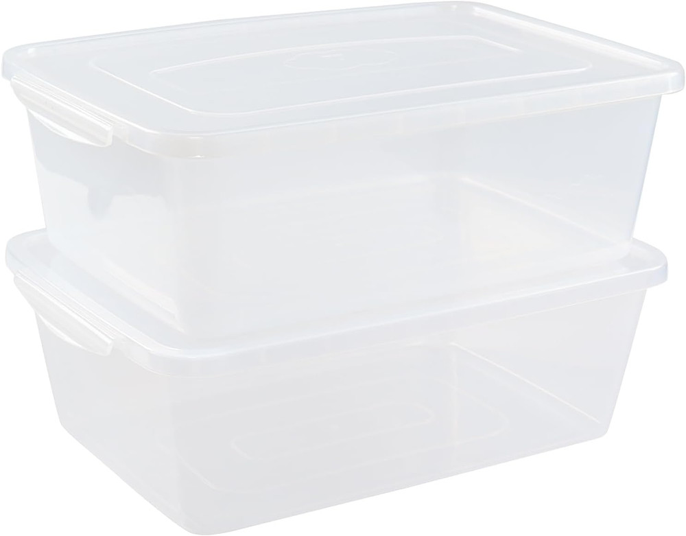16 Quart Clear Storage Bins with Lids & Latches – 2 Pack, Stackable Containers