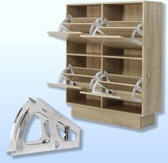 Stainless Steel Shoe Cabinet Hinges Replacement Fittings 1 Pair Silver