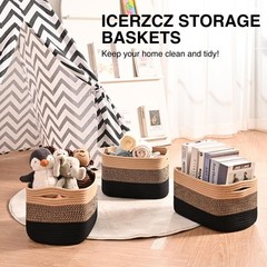 4 PCS Woven Cotton Rope Storage Baskets 12.5×9.1×7.9 Inch Gradient Black