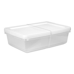 Sterilite 28 Quart Small Bin Clear Plastic Storage with White Snap-On Lid