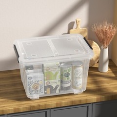 Idotry 30 Qt Stackable Latching Box w/ Lid & Wheels Plastic Containers, 4-Packs