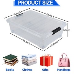 Idotry 25 Qt Under Bed Storage Box, Stackable Bin with Lid & Wheels, 3-Packs