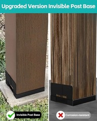 6 PCS 6×6 Black Galvanized Post Base Steel Inter 5.5×5.5 Wood to Concrete Adj…