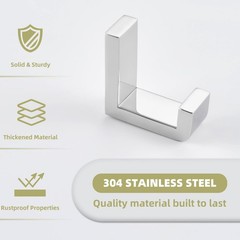 Bath Towel Hook Polished Chrome 304 Stainless Steel L Shape Coat Hanger Wall