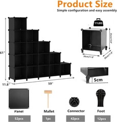 Cube Storage Organizer, 16 Cube Closet Organizer, Stackable Storage Cube Shelve