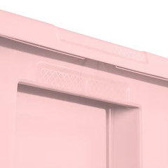 Large Storage Bin, 18 Gallon Plastic Storage Container with Snap-On Lid, Pink