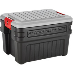 Rubbermaid 24 Gallon Action Packer Storage Bin, Heavy Duty Plastic, Lockable, Bl