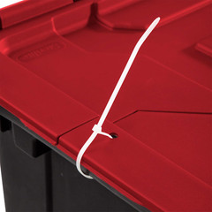 6 Pack Stackable 12 Gal Totes with Hinged Lids – Black/Red Storage Bins