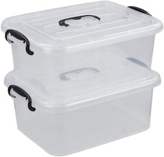 2-Pack 8L Clear Plastic Storage Boxes with Handle for Easy Organization