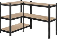 2x 5 Tier Heavy Duty Boltless Metal Shelving Shelves Storage Shelf Garage Black