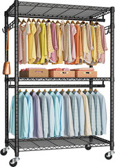 Heavy Duty P1 Plus Rolling Clothes Rack with Wheels, Max Load 524 LBS