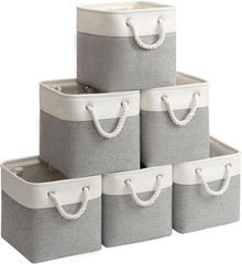 Foldable 10×10 Storage Cubes 6-Pack – Stylish Closet Organizer Bins (White Gray)