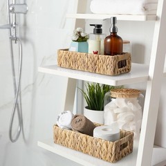Toilet Basket Tank Topper Set of 2 Water Hyacinth Wicker Bathroom Storage