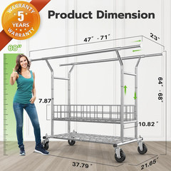 HOKEEPER Heavy Duty Clothes Rack Load 625 LBS, Clothing Rack for Hanging Clothes