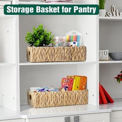 Toilet Basket Tank Topper Set of 2 Water Hyacinth Wicker Bathroom Storage