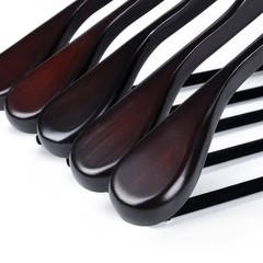Luxury Wide Shoulder Wooden Hangers 18 Pack with Velvet Bar Smooth Mahogany F…