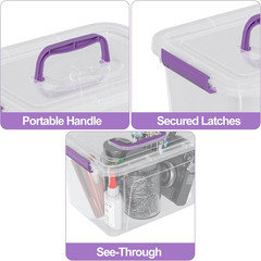 6 Pack 6 Quart Clear Storage Boxes with Lids for Home Organization