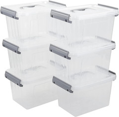 Clear 3 Quart Plastic Storage Bins with Lids – 6 Pack Latch Boxes