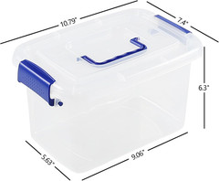 6 Pack 5 Quart Clear Latching Storage Bins with Lids for Organizing