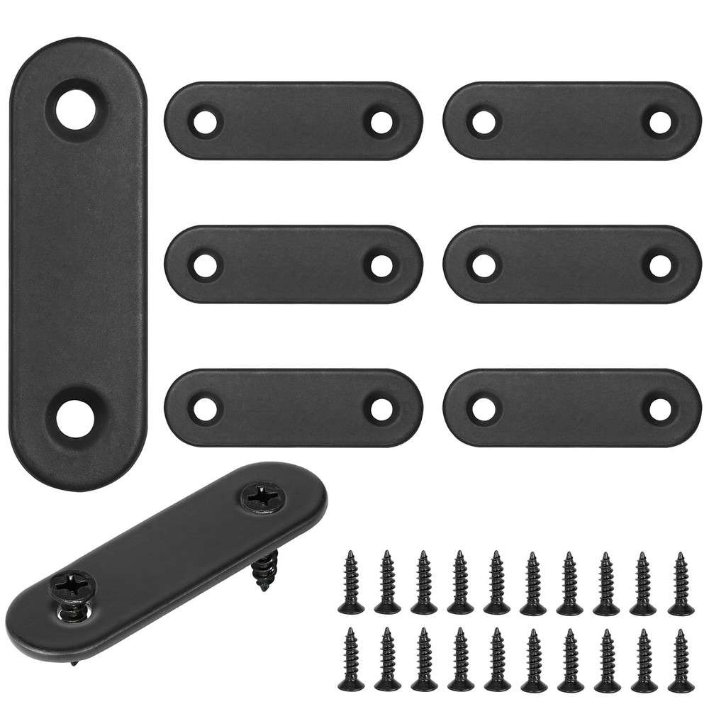 32 PCS Flat Bracket Stainless Steel Straight Brace Black 2×0.63 Inch 50x16x2mm