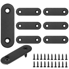32 PCS Flat Bracket Stainless Steel Straight Brace Black 2×0.63 Inch 50x16x2mm
