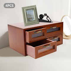 Vintage Small Wooden Desktop Storage Box Drawer Display Shelf Organizer Craft US