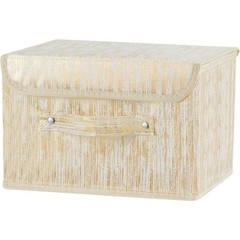 Decorative Gold Metallic Fabric Storage Bins with Lid Collapsible Organizer