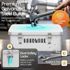 Versatile Green Metal Storage Box with Lid, Handles, and Safety Lock