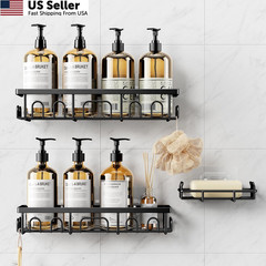 Shower Caddy, 3 Pack Shelves for Inside Bathroom, 3-pack, Black