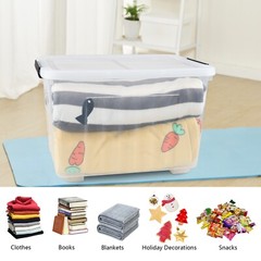 Idotry 50 Qt Stackable Latching Box w/ Lid & Wheels Plastic Containers, 6-Packs