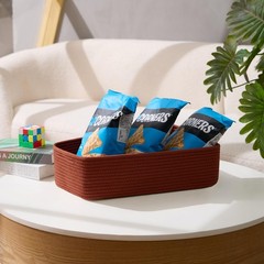 Large Shallow Organizing Baskets 15x11x5.1 Inches – Rope Woven Storage Bins f…