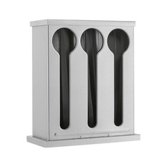 8.07*3.54*9.25“ Silver 3 Compartment Stainless Steel Cutlery Organizer With Lid