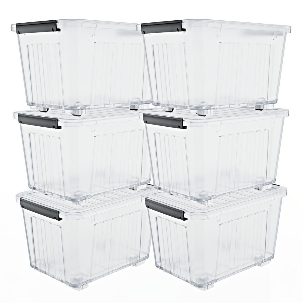 72QT/97QT stackable wheeled storage boxes with lids, suitable for family storage