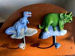 Vintage Dinosaur Coat Jacket Hanger Kids Room Wall Hooks T-Rex Triceratops