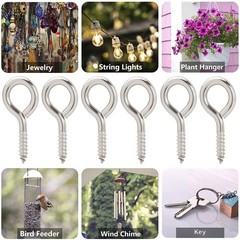30 Pcs 2 Inch Screw-In Eye Hooks Self-Tapping Screw Hooks Metal Eyelet Screws