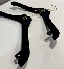 Chanel Hanger Logo Gold Black Velvet Set Of Two New Coat Hangers CC Logo