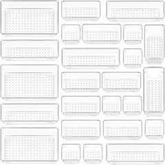 Clear Plastic Organizer Trays – 25-Piece Set in Four Sizes for Easy Living