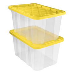 Sterilite Large Industrial Storage Tote, 27 Gal,with Snap-Fit Lid, Yellow,4 PacK