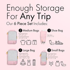 (Not Made In China) 6pc Compression Packing Cubes For Travel, Suitcase and Lu…